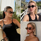 ViewJoy Retro Oval Sunglasses for Women Vintage 90s Y2K Trendy Sun Glasses