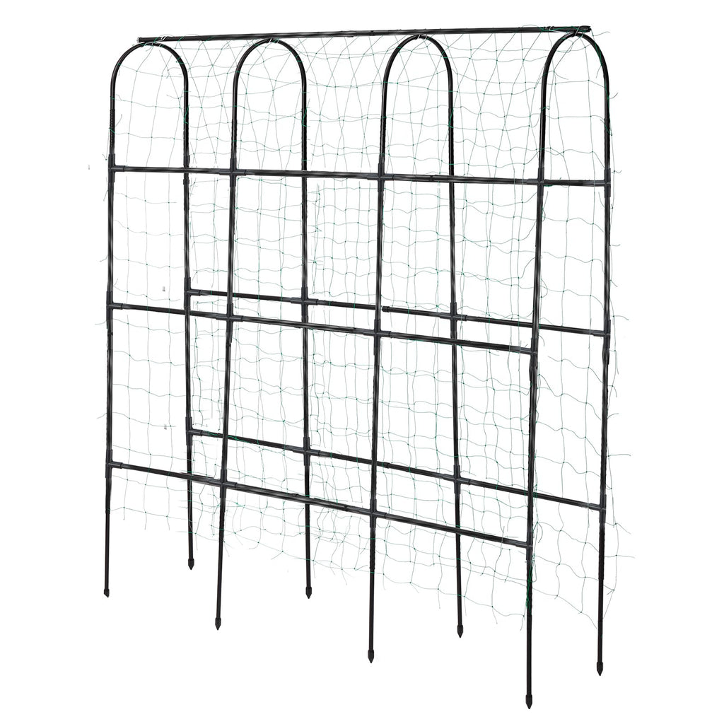 SUMGROW 6 ft Tall, Garden Trellis for Climbing Plants Outdoor with Nylon Net for Cucumbers Vines Beans Raised Bed - Lightweight Metal, Black