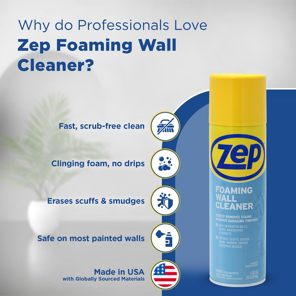Zep Heavy-Duty Oven and Grill Cleaner 19 oz (1 Unit) and Foaming Wall Cleaner 18 oz (1 Unit) ECBD001 – Professional Grade Foaming Spray Cleaners Designed to Tackle Grease, Scuffs, and Kitchen Messes