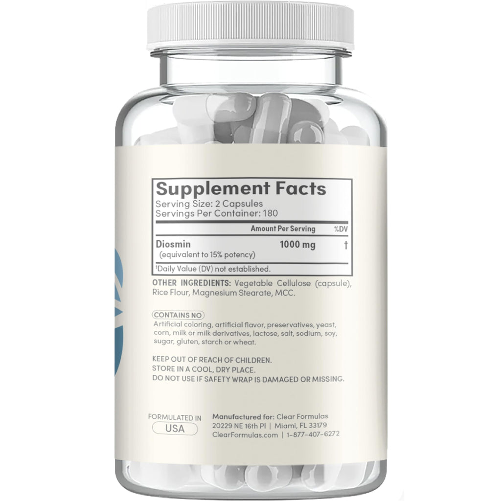 Diosmin 1000mg Circulation and Vein Support Supplement - High Strength Diosmin Varicose Leg Vein Supplement - Vegan Non-GMO & Gluten Free - Formulated in American cGMP Lab (90 Servings)