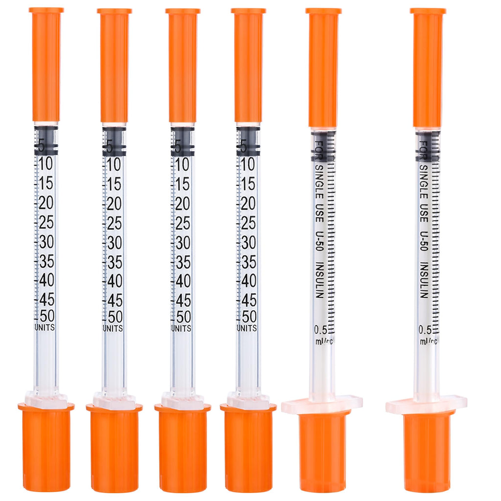 U-100 1/2ml 31ga Disposable Syringe and 31G x 6 mm (1/4’’), 20Pack