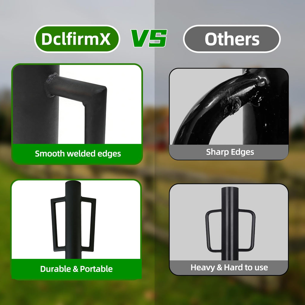 DCLFIRMX Fence Post Driver with Handle 16.5 Inch T Post Driver, 8LB Heavy Duty Hand Post Pounder, 2.7 inch Inner Diameter Hand Post Rammer for Metal Fence Stake, U Channel, Sign Post