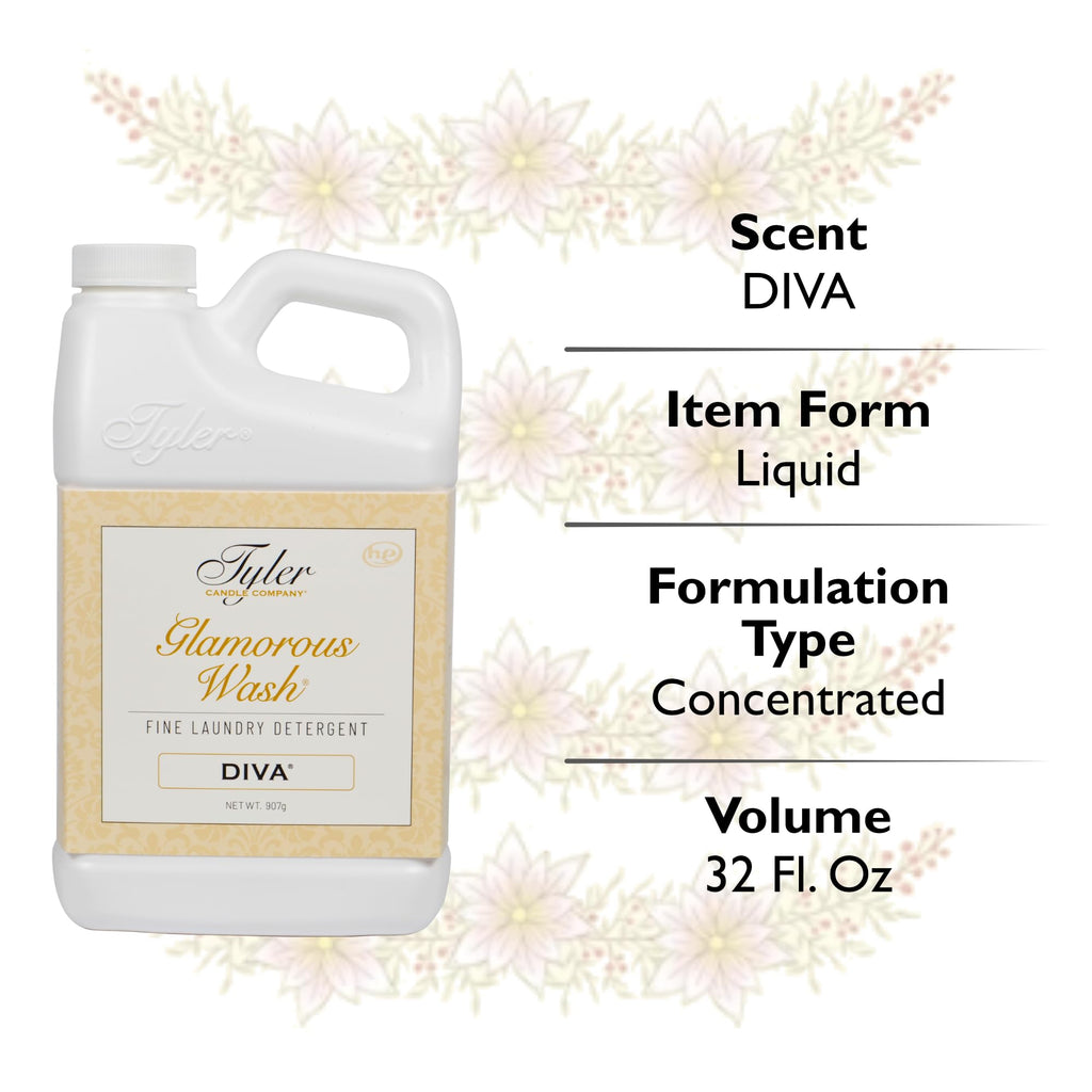 Tyler Glamorous Wash DIVA Fine Laundry Detergent with Stain Remover Pen - DIVA Liquid Detergent Designed for Clothing - Hand and Machine Washable - 32oz (DIVA)