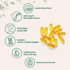 Micro Ingredients Omega 3 Fish Oil Supplements 3,000mg Per Serving, 240 Softgels | Lemon Flavored – Burpless | EPA 540mg + DHA 360mg | Deep Sea Fish