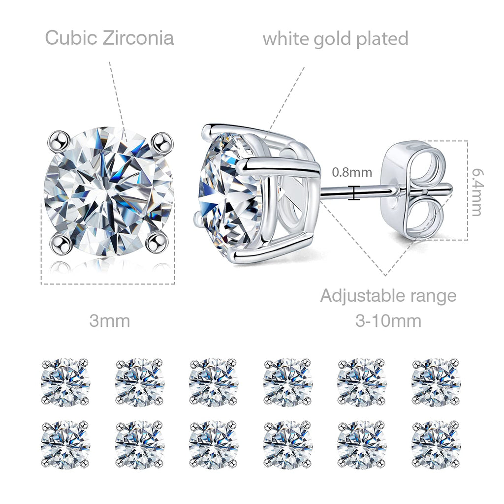 MDFUN Stud Earrings for Women Hypoallergenic Cubic Zirconia Earring 3MM