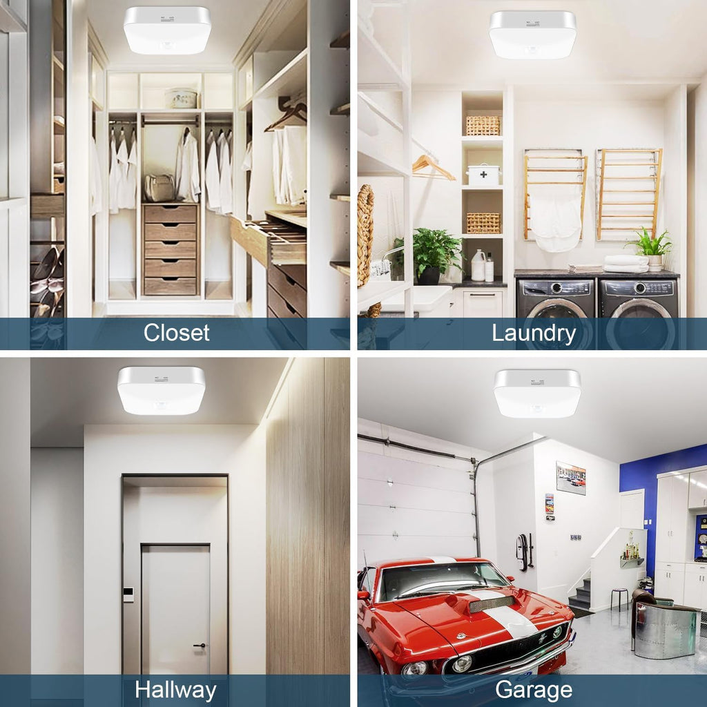 Rechargeable Motion Sensor Closet Light, Rechargeable Battery Operated Ceiling Light Wireless, 500LM Wireless Motion Activated Light for Shower Stairs Hallway Pantry Porch Garage, 5000K 3 Pack
