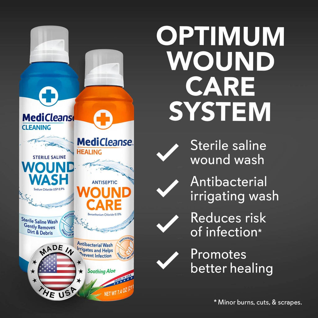 MediCleanse Sterile Saline Wound Wash and Wound Care Kit 7.4 Oz. 2 Pack