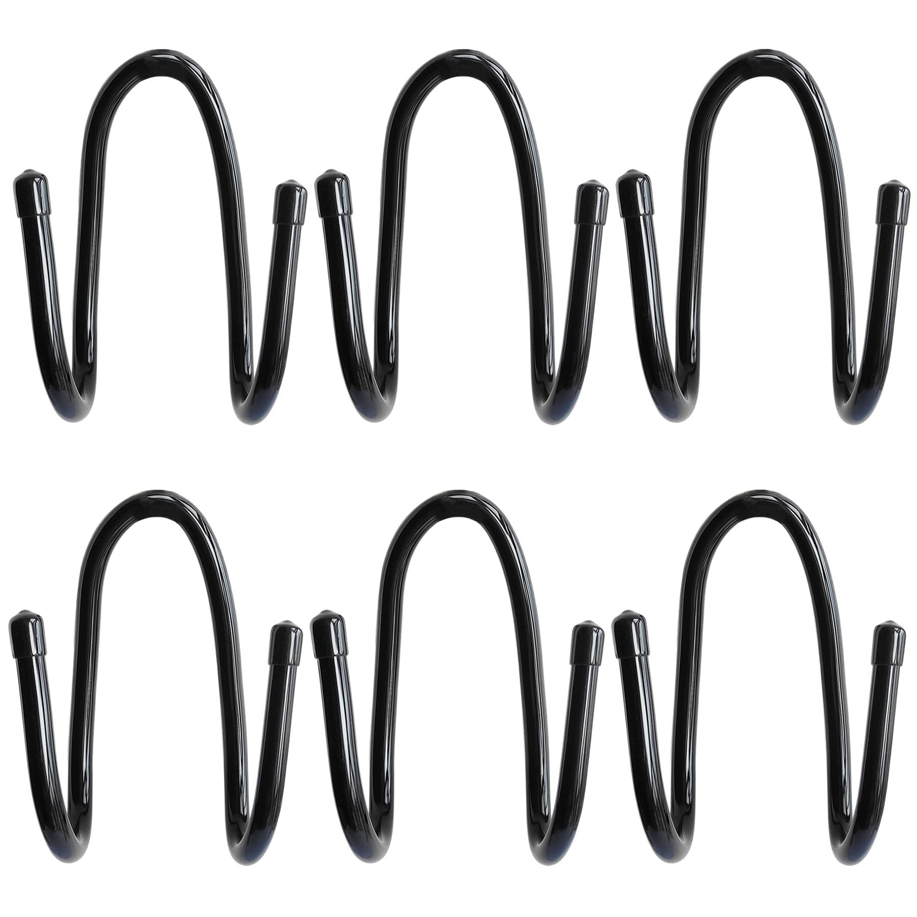 RUZUO 6PCS Chain Link Fence Hooks, Fence Hangers for Leaf Rakes, Pool Poles,Nets,Brushes,Skimmers,Vacuum Hoses etc, Hooks for Chain Link Fence, Black