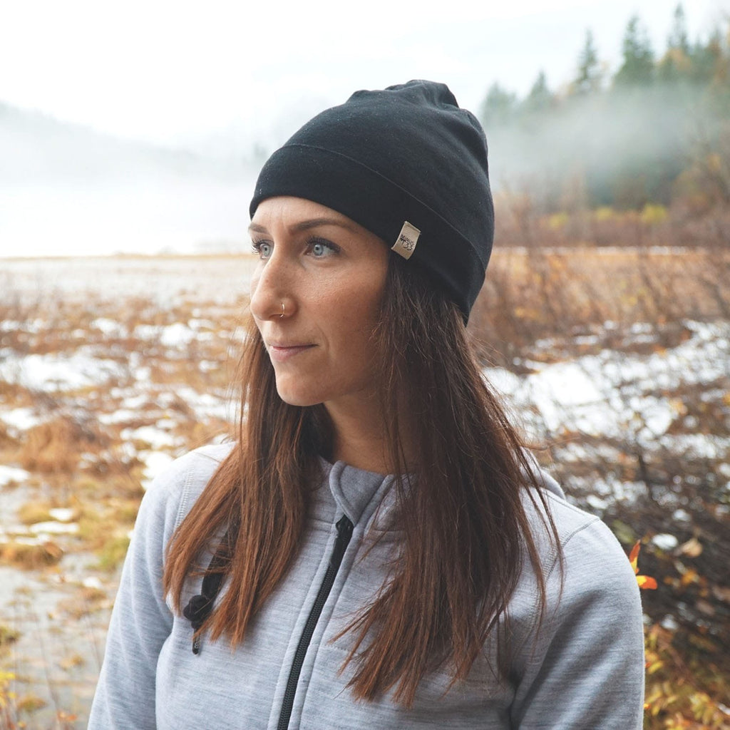 100% Merino Wool Cuff Beanie - Mens & Womens Warm Winter Hat - Watch Cap - Toque - Novelty Beanie - Black