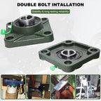 2 Pack UCF204-12 Pillow Block Bearing - Square Flange 4 Bolt Bearing - Bearing Steel with 3/4 inch Bore - Self Alignment