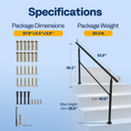 VIVOHOME 2-Pack Hand Rails for Outdoor Steps, Galvanized Steel Railing, Straight Round Exterior Hand Railing for Porch, Deck, or Indoor Stairs, 4 Step Railing Kit