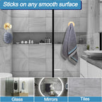 Hviiso Vacuum Suction Cup Hooks for Shower, Shower Hooks for Inside Shower Glass Window, Mirror, No Drill Towel Hooks for Bathrooms, Bath Robe Coat Looafh Wreath Hook for Hanging - 2 Pack, Gold