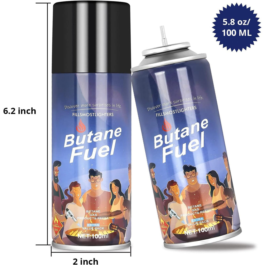 KinetiFire Premium Butane Refill with 0 Impurities, Premium Quality Butane Fuel for Jet Flame Lighters and Torches, 1.9oz (100ml), 4 Pack