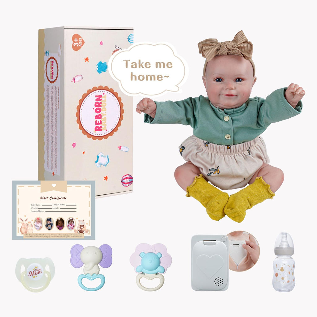 BABESIDE 3-in-1 Interactive Reborn Baby Dolls with Breathe Heartbeat Coos, 20Inch Soft Vinyl Poseable Realistic Baby Dolls Cute Smiling Real Life Baby Doll for 3+ Years Old Girls