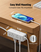 SUPERDANNY 15Ft Extension Cord with Multiple Outlets, Flat Plug Power Strip