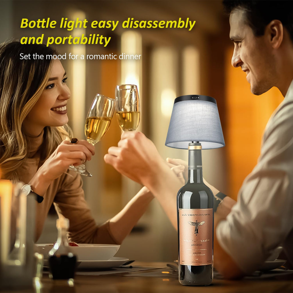 Hoide 2025 New Bottle Lamp - LED Bottle Lights for Liquor & Wine Bottles, Cordless Lampshade, Whiskey Bottle Top Light, Bottle Stopper Night Light Kit, Rechargeable 3-Tone Touch-Dimmable