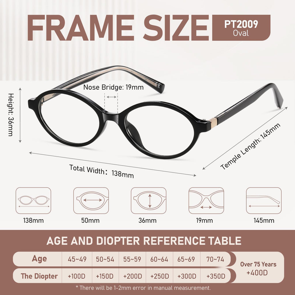 PUBOWT Oval Reading Glasses for Women Men Blue Light Blocking Computer Readers Retro Fashion Small Frame Trendy Vintage Vintage Eyewear PT2009 2Pack Black Demi +1.5 x Strength