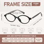 PUBOWT Oval Reading Glasses for Women Men Blue Light Blocking Computer Readers Retro Fashion Small Frame Trendy Vintage Vintage Eyewear PT2009 2Pack Black Demi +1.5 x Strength