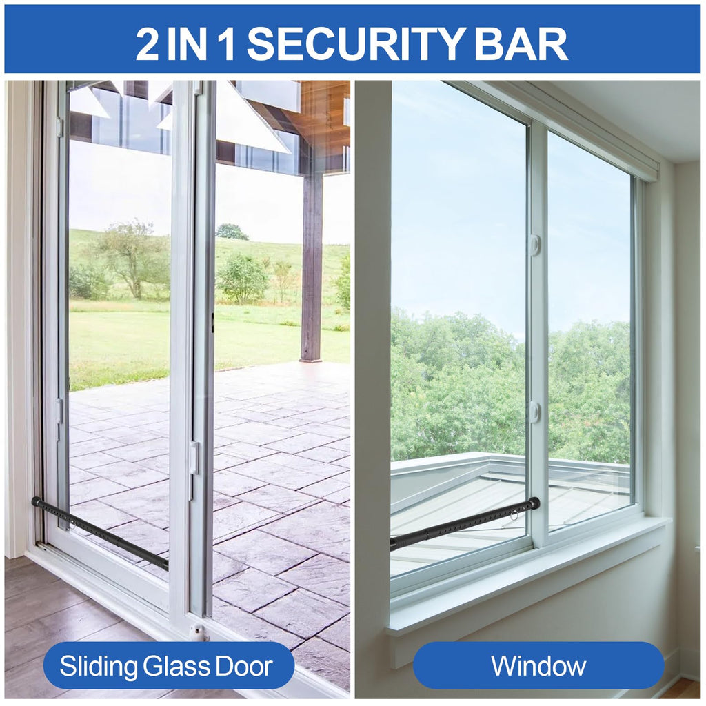 Sliding Door Security Bar, 17-50 inches Window Security Bar with Rubber Tips, Sliding Door Lock Bars for Window Safety Bars Home Apartment Safety, Home Apartment Patio Heavy Duty Interior