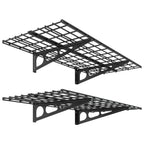 FLEXIMOUNTS 2-Pack 2x4ft 24-inch-by-48-inch Wall Shelf Garage Storage Rack Wall Mounted Floating Shelves, Black, Classic Series