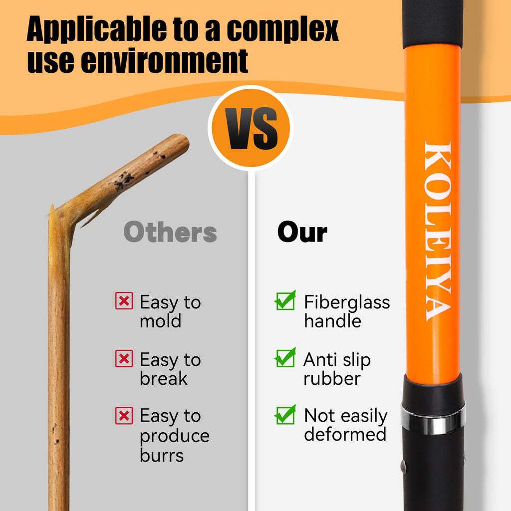 KOLEIYA 5-Tine Pitchfork for Gardening, 57-Inch Heavy Duty Garden Fork with Orange Fiberglass Handle for Compost, Mulch and Manure