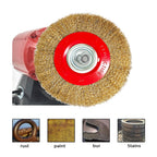 OSFTBVT 8in Bench Wire Wheel Brush | Coarse Crimped Steel Wire 0.012" with 1/2" 5/8" 3/4" 7/8" 1" Arbors for Bench Grinder Brass Coated Steel- 1pcs