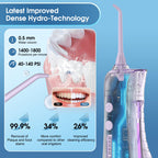 Leominor Water Dental Flosser - 5 Modes Cordless Oral Irrigator, IPX7 Waterproof, Rechargeable Teeth Cleaner Upgrade Datchable Tank Professional Flossing Cleaning Pick for Home Travel (Purple)