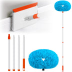 Baseboard Cleaner Tool with Handle, Extendable Long Handle Baseboard Cleaning Duster with Reusable Pads for Floorboard, Ceiling Fan Blade Cleaner Duster (Blue)