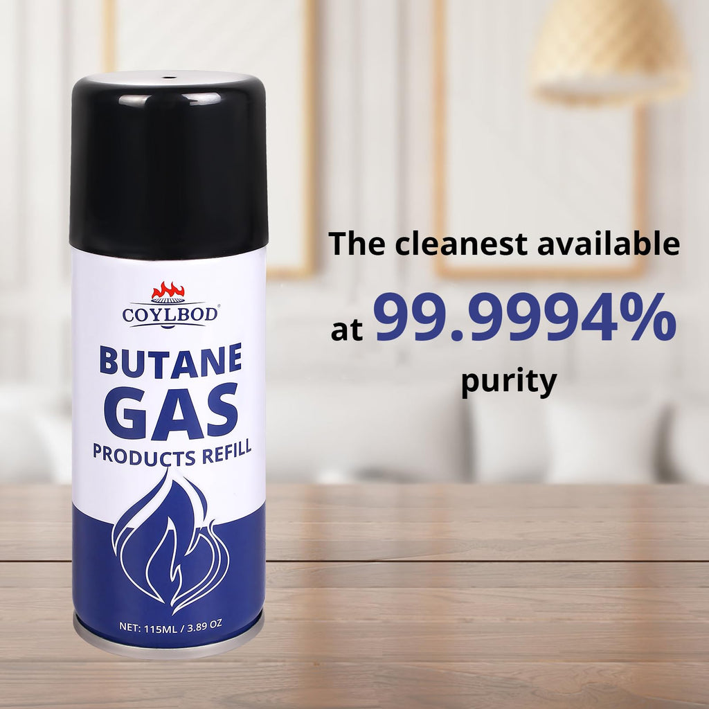 CoYlBod Butane Refill, Premium Butane Fuel 115 ml, 99.99% Pure Butane Lighter Refill for Torch Lighter (2 Can)