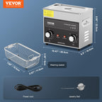 VEVOR 3L Sonic Cleaner with Heater Timer & Basket, Professional Digital Sonic Cavitation Machine, 120W Cleaning Machine for Watch Instruments, Glasses, Coin, Metal Parts, Tool
