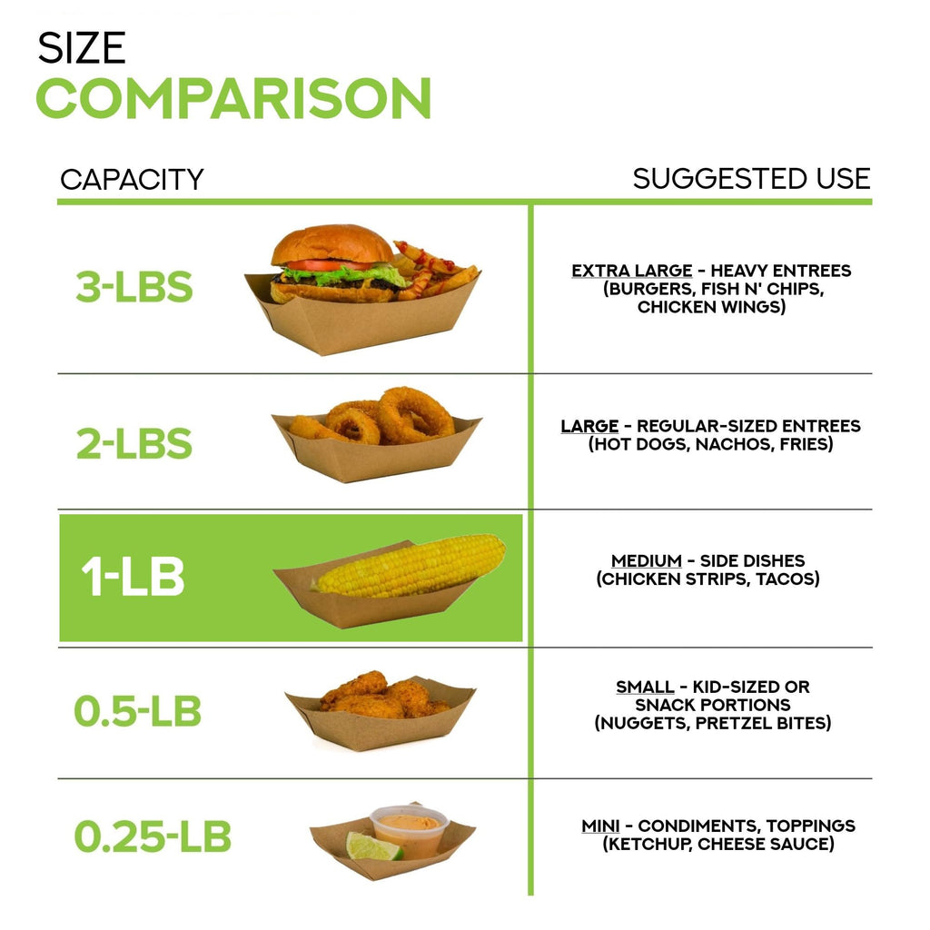 Stock Your Home [250 Pack] Medium Disposable Brown Kraft Paper Food Trays, 1-Lb Concession Tray, Serving Boats for Party Snacks, Taco Bar, Seafood, Nachos Plates