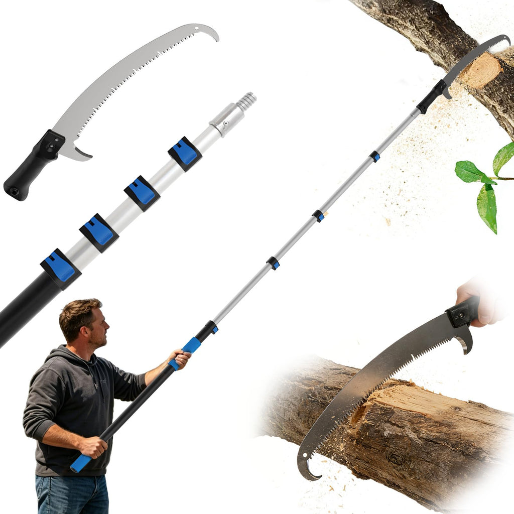 Manual Pole Saw for Tree Trimming, 26FT Telescoping Extension Pole Tree Pruner with 24" Blade, Hand Pole Saw for Cutting High Branches, Detachable Pruning Saw for Garden Yard Maintenance