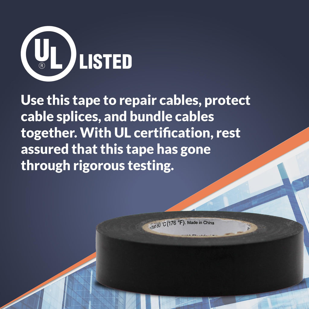 Newhouse Electric 3/4-in. x 60 ft. Black Electrical Tape Roll ELCTTP-60FT-BK, Black Vinyl Insulation Tape for Electrical Wire Sheathing Rated for 600V and up to 176 Degrees F
