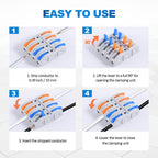 Lever Wire Connectors, HTCELLE 15-Piece Quick Connect Electrical Splicing Kit for Compact Inline Terminals - 28-12 AWG, 1 in 1 Out (Blue, 15)