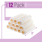 Bates- Paint Roller Covers, 9" x 3/8", 12 Pack, Yellow Stripes, Covers for Paint Rollers 9 Inch, 9 Inch Paint Roller Covers, Paint Roller Cover, Paint Roller Covers 9 Inch, Large Paint Roller Covers