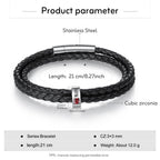 Jewelstruck Fathers Day Custom Bracelet for Men Personalized Leather Bracelets Customized Beads Engraved 1-8 Birthstone Names Jewelry Gifts for Men Husband Christmas Valentines
