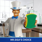 MR.SIGA Multi-Use Cellulose Scrub Sponge, Dual-Sided Dishwashing Sponge for Kitchen, 12 Pack