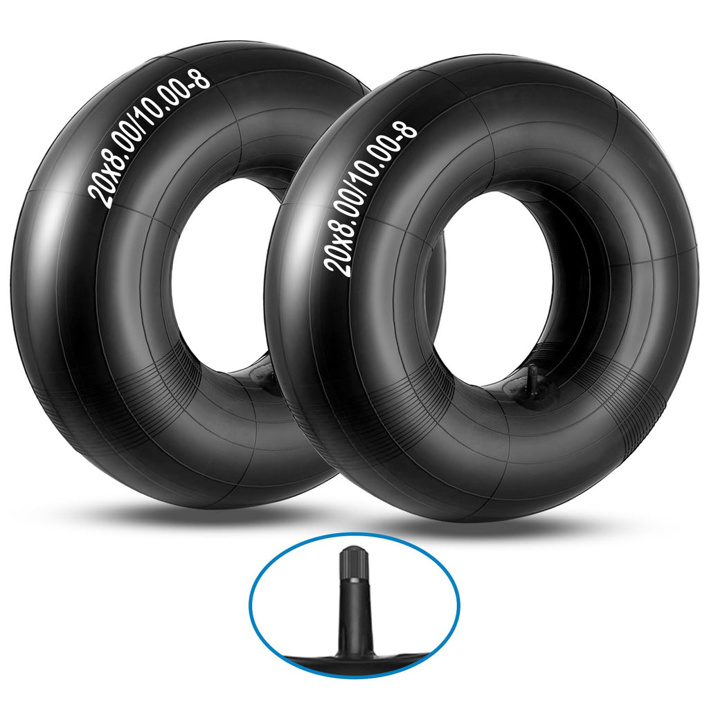 20x10-8,20x8-8,20x10.00-8,20x8.00-8 Premium Replacement Tire Inner Tubes(2 Packs)，for Riding Mower Lawn Tractor Snow Blower Golf Cart Garden Trailer,with TR13 Straight Valve Stem, by NAKAO