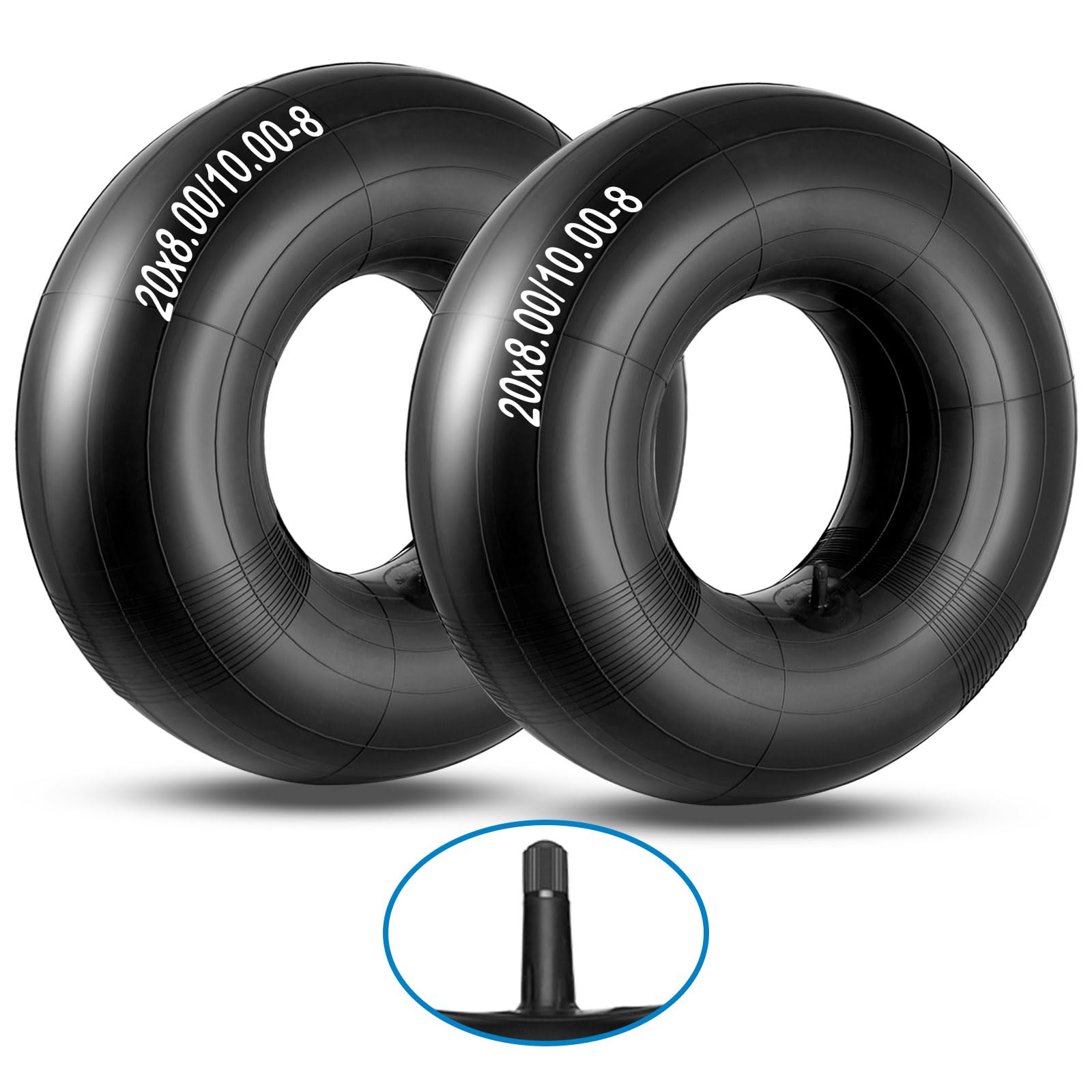 20x10-8,20x8-8,20x10.00-8,20x8.00-8 Premium Replacement Tire Inner Tubes(2 Packs)，for Riding Mower Lawn Tractor Snow Blower Golf Cart Garden Trailer,with TR13 Straight Valve Stem, by NAKAO