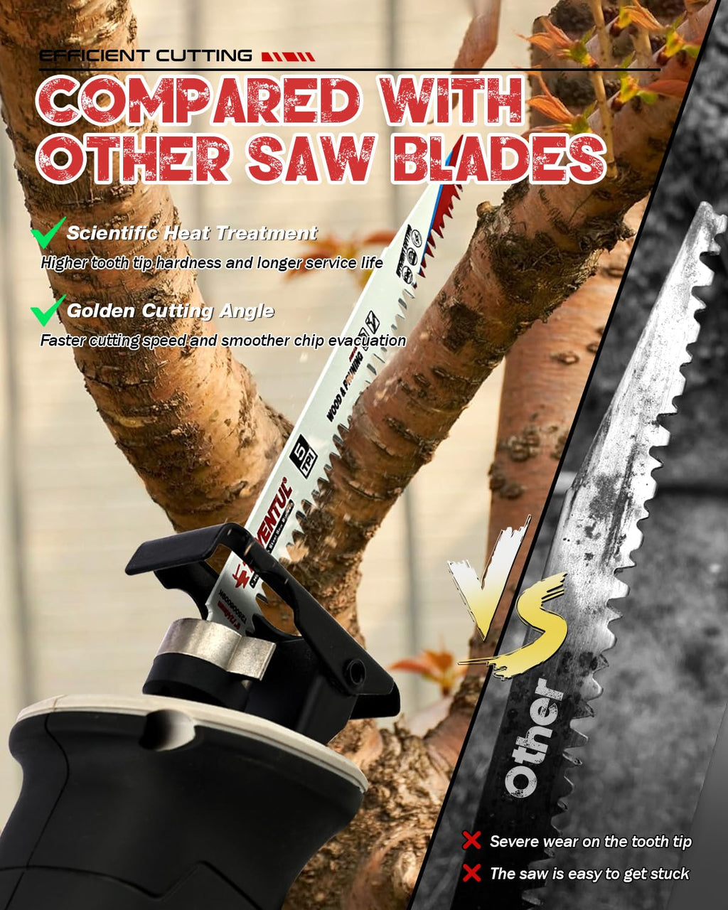 12 Inch Wood Pruning Reciprocating Saw Blades,5TPI Durable High Carbon Steel Sawzall Blades, Fast Cutting for Tree Trimming & Wood Cutting,5 Pack