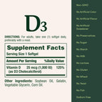 Nature's Bounty Vitamin D3 1000 IU, Immune Support, Helps Maintain Healthy Bones, 250 Rapid Release Softgels (Pack of 3)