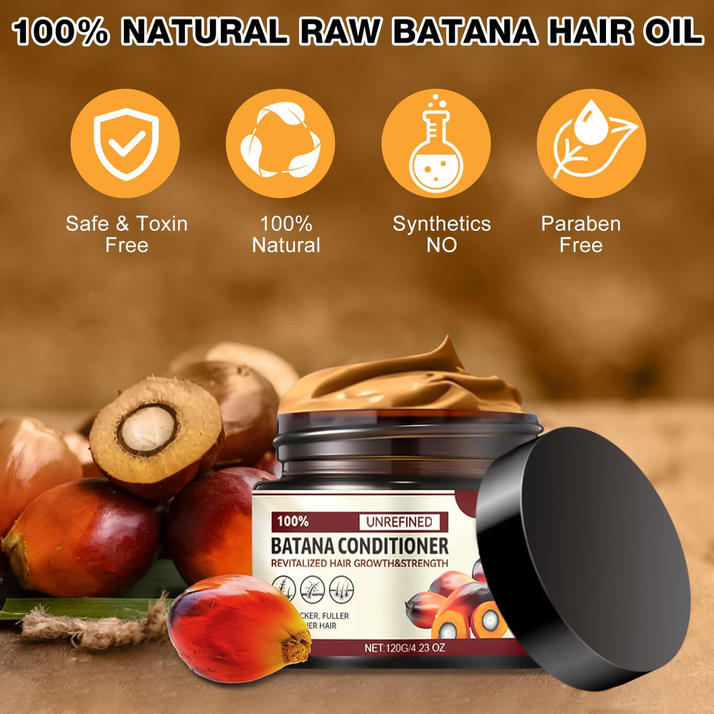 2PCS Batana Hair Growth Oil - 100% Pure | Natural and Organic| Repairs Damaged Hair, Leaves Hair Smoother and Reduces Hair Loss