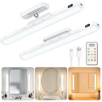 WILLED 5W Mirror Lights with Remote Control,Eye-Friendly Vanity Lights Stick on,Adjustable Color Temperatures Makeup Light with Battery Level Display,Rechargeable Light bar for Bathroom(2 Pack)