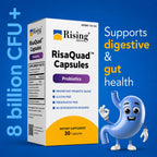 Rising Health RisaQuad™ Probiotic Capsules – 40 mg (8 Billion CFU+) Proprietary Probiotic Blend for Daily Digestive & Gut Health Support, 30 Capsules