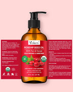 Yoken Rosehip Seed Oil Organic, USDA Certified 100% Pure Rosehip Oils for Skin & Hair, 8 fl oz Cold Pressed Rose Hip Oil for Full Body Care, Moisturizing, Gua Sha, Massage, Carrier Oil