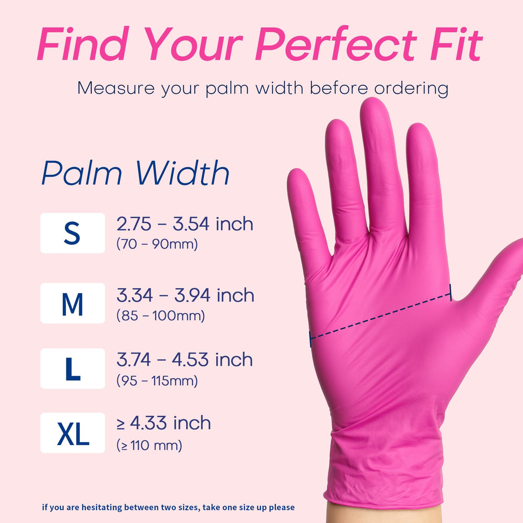 Supmedic Nitrile Exam Gloves, 4 Mil 100 Pcs Powder-Free Latex-Free Cooking Food-Safe Disposable Medical Gloves, Rose Orchid (Medium)