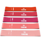 TechStone Resistance Bands Set for Men and Women, Pack of 5 Different Levels Elastic Band for Home Gym Long Exercise Workout ��� Great Fitness Equipment for Training, Yoga ��� Free Carrying Bag (Pink)