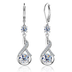Silver Moissanite Dangle Earrings Leverback Drop for Women Jewelry Gifts