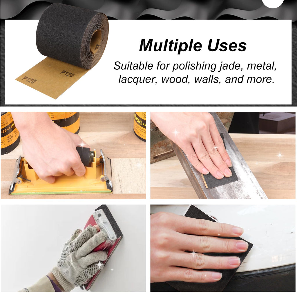 Shineboc 1200 Grit Sandpaper Roll, 3-2/3" Wide 11 Yard Wet Dry Silicon Carbide Longboard Sand Paper for Automotive Metal Wood Sanding＆Polishing