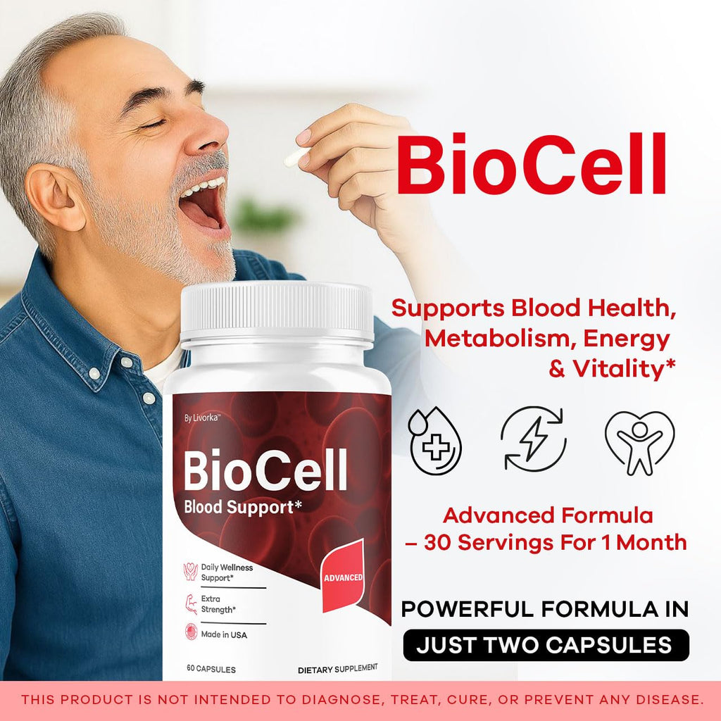 Bio Cell Capsules - Official BioCell Blood Health Support Pills Advanced Formula Supplement, All Natural Bio Cell Vitamins for Overall Health & Wellness Reviews, 60 Capsules for 1 Month